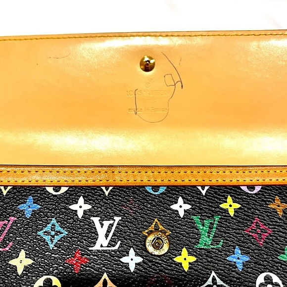 LOUIS VUITTON Black Murakami Trifold Full Length Wallet w/ LV Dust Bag & LV Box - Picture 5 of 16